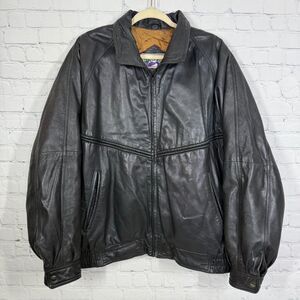 Vintage 90's Watershed William Barry Leather Jacket XL Black Flight Bomber Soft